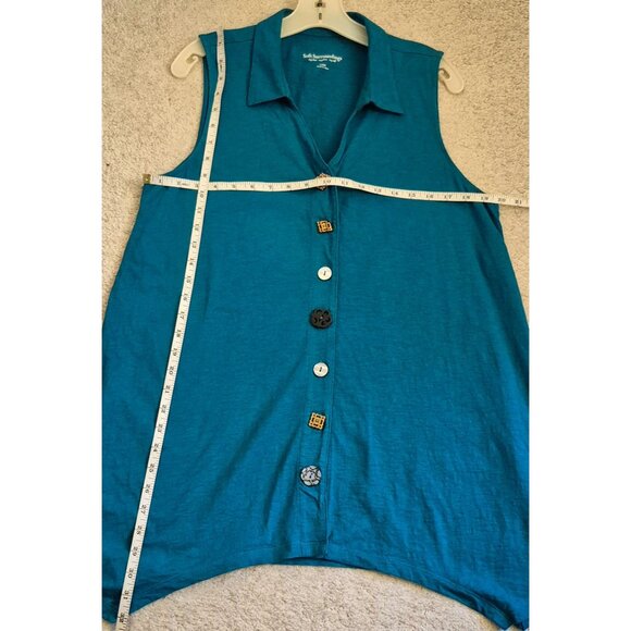 Soft Surroundings Quirky Button A-Line Cotton Sleeveless Tunic Top Size L EUC - Picture 6 of 8